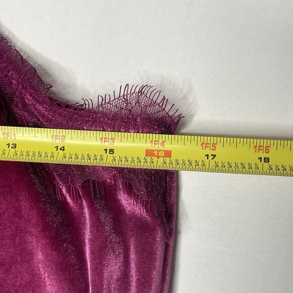 Y2K Nine West Velvet Cami Tank Top S Pink Lace Trim Fairycore Whimsigoth Party - Picture 6 of 7